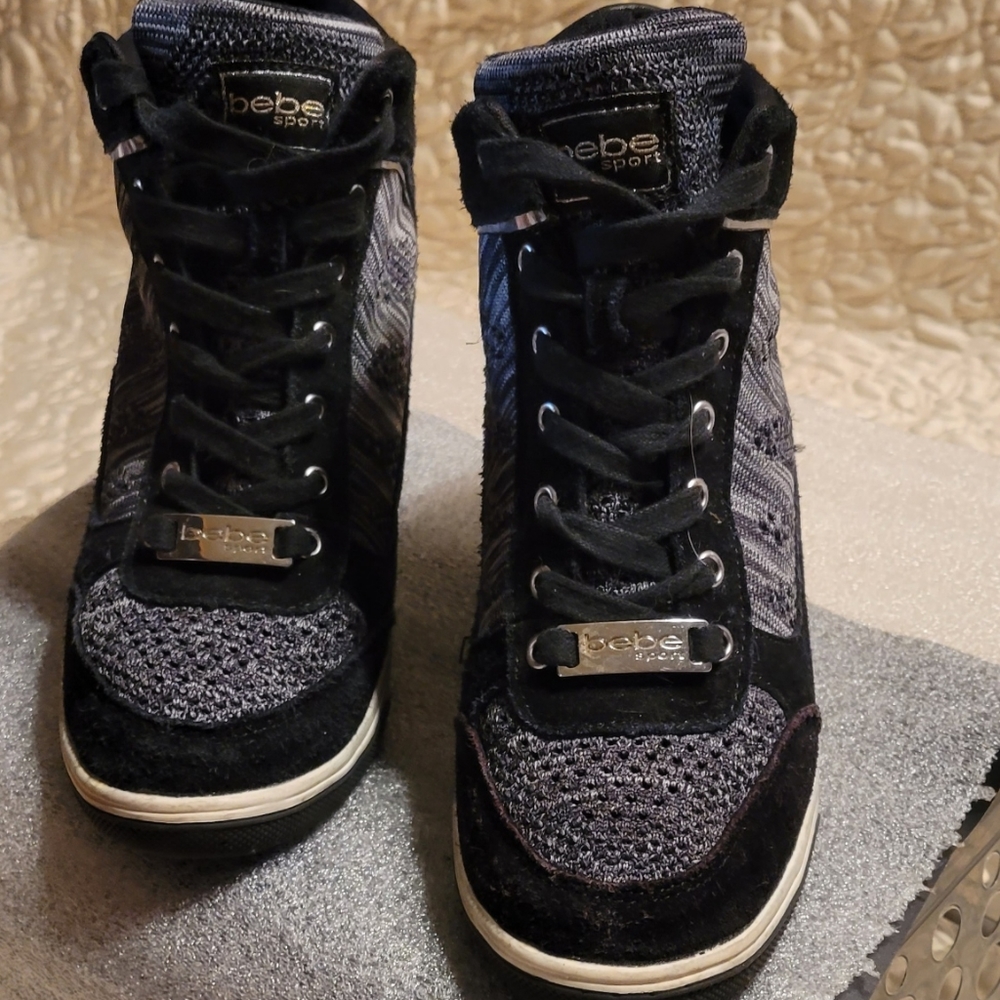 Bebe black and grey Wedge Sneakers